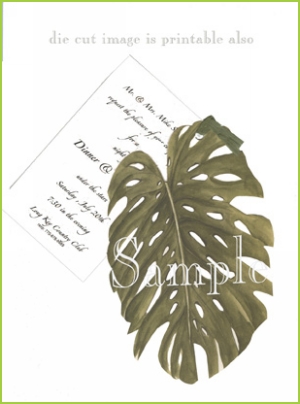 Palm Frond with green raffia invitation by Stevie Streck
